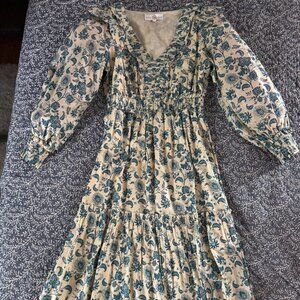 Anna Cate Carson Midi Dress Yellow Blue